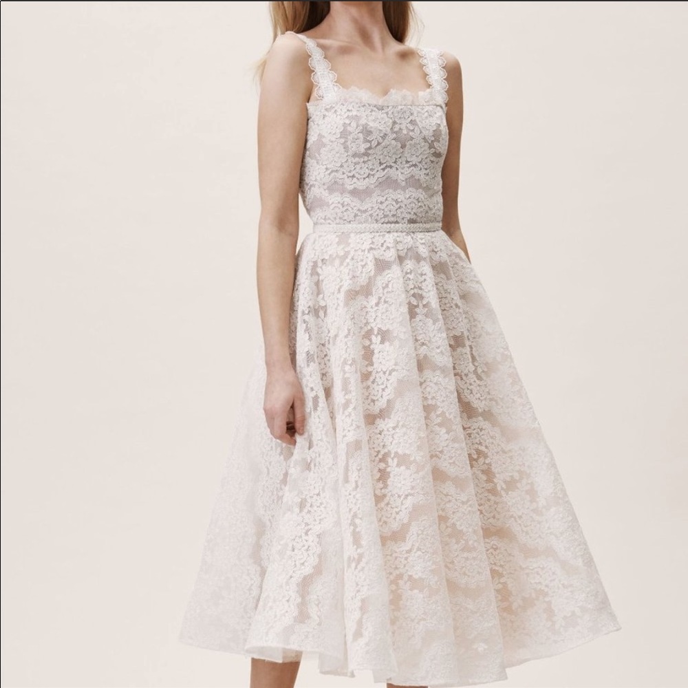 Bronx and Banco Britney Lace Midi Dress in Cream